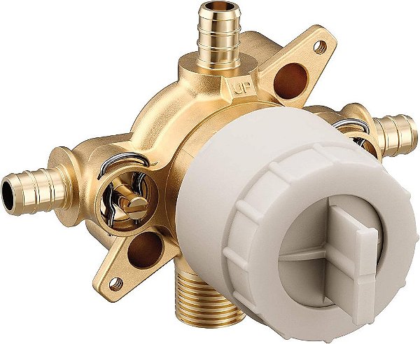 Válvula misturadora pré-fabricada para banheira e chuveiro Moen U140XS M-CORE 3-Series 4 Port com conexões de anel de crimpagem PEX e paradas, ou inacabada