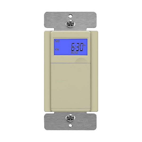 Enerlites 7 Dias Digital In-Wall Programável Interruptor Temporizador para Luzes, Ventiladores e Motores, Simples, Fio Neutro Necessário, 7 Dias 18 Configurações de Temporizador Liga/Desliga, com