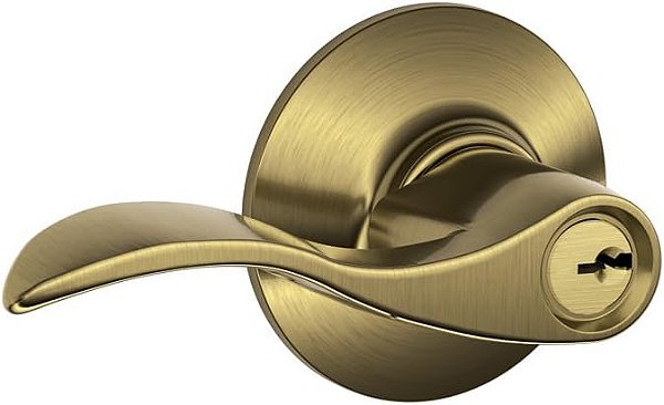 SCHLAGE F51A ACC 609 Alavanca com Chave Accent, 2.3 x 2.8 x 2.8 polegadas, latão antigo
