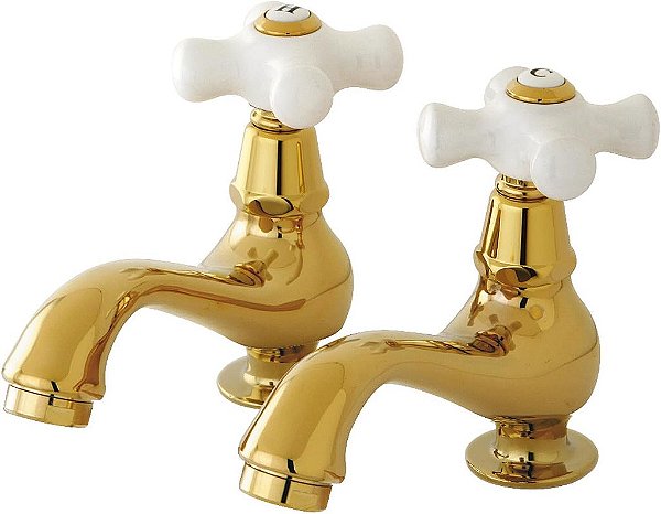 Torneira de bacia Heritage Kingston Brass KS1102PX com alavanca de porcelana, alcance do bico de 4-3/8 polegadas, latão polido