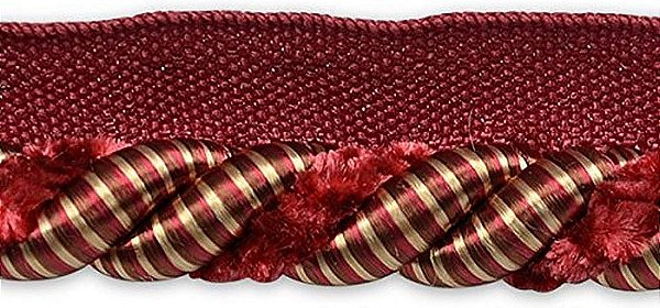 Acabamentos por Jarda 1/2 Cordão de Chenille Torcido com Borda Vermelha Multi (Corte de 20 Jardas) Acabamento
