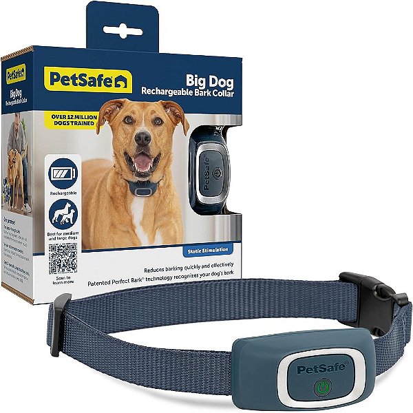 Colar anti-latrido recarregável PetSafe, 15 níveis de correção estática ajustável automaticamente - Recarregável, à prova d'água - Reduz latidos e choramingos - Para cães pequenos, médios e grandes ac