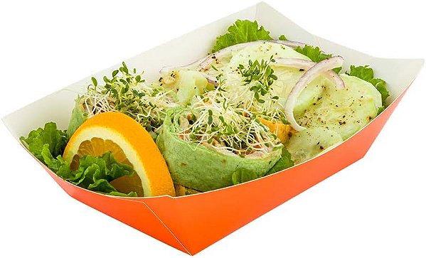 Barcos de Comida Bio Tek de 1 Libra, 200 Bandejas de Papel Descartáveis - Resistente, à prova de gordura, Barcos de Papel Laranja para Lanches, Aperitivos ou Guloseimas, para uso em Festas