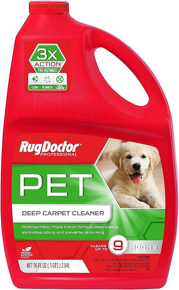 Limpeza de Carpete para Animais Rug Doctor, 96 oz., Fórmula Pro-Enzimática com Ação Tripla - Limpa, Desodoriza e Impede a Marcação, Solução Concentrada, Grau Profissional para Manchas e O
