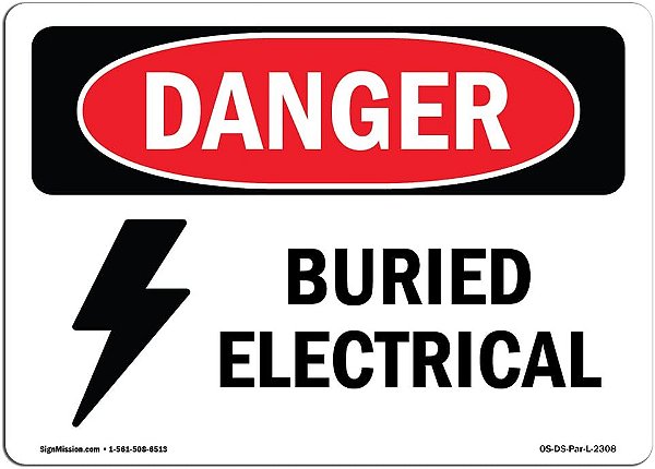Placa de Perigo OSHA - Eletricidade Enterrada | Adesivo | Proteja seu Negócio, Canteiro de Obras, Armazém e Área de Loja | Fabricado nos EUA