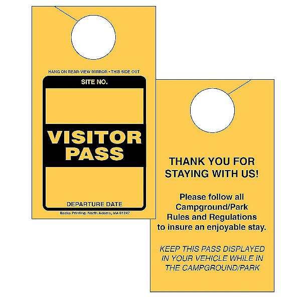 Distintivo de estacionamento para visitantes do espelho retrovisor para campings, parques de trailers, trailers e campistas (Goldenrod, 500)