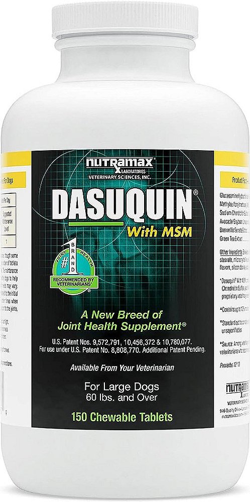 Suplemento de saúde das articulações Nutramax Laboratories Dasuquin com MSM para Cães Grandes - Com Glucosamina, MSM, Condroitina, ASU, Extrato de Boswellia Serrata e Extrato de Chá Verde, 150