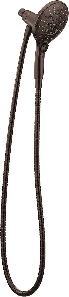 Chuveiro manual Moen Engage Magnetix Oil Rubbed Bronze de seis funções, com sistema de ancoragem magnética e mangueira de metal, de 5,5 polegadas, 3662EPORB.