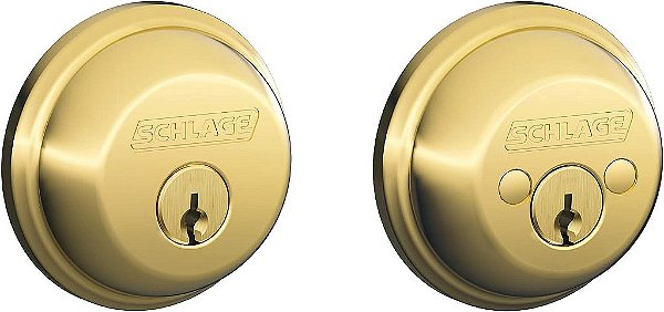 Trinco SCHLAGE B62N505, Chaveado em 2 Lados, Latão Polido