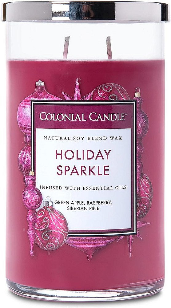 Vela Aromática em Pote Colonial Candle, Cilindros Clássicos, Brilho de Férias, 2 Pavios, 19 oz, Roxo