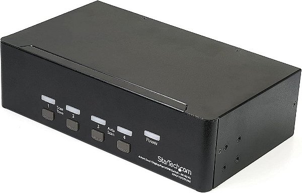 StarTech.com DisplayPort KVM - 4 Portas - 4K 60Hz - KVM Duplo para Monitor - Switch DisplayPort - KVM DisplayPort - Switch KVM para Desktop (SV431DPDDUA2), Preto