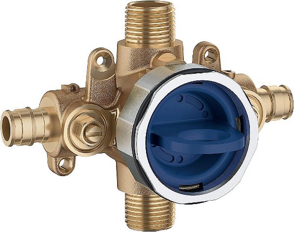 Válvula de equilíbrio de pressão GROHE 35112000 GrohSafe 3.0 com acabamento áspero e tampa com válvulas de expansão a frio PEX e paradas de serviço, inacabada