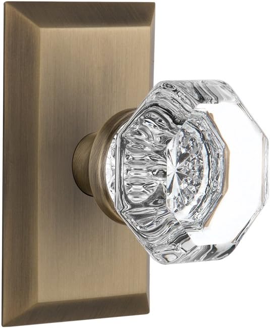Nostalgic Warehouse 713276, Passagem-2.375, Placa de Estúdio Antique Brass com Knob Waldorf.