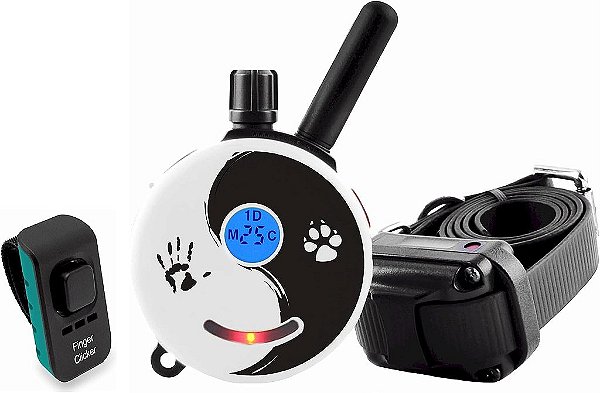 Coleira de Treinamento para Cachorros Educador E-Collar, Remoto + Dedo Cliquer para Cães Pequenos a Médios, Estimulação Tapping Humana, 100 Níveis, Tom, Luz, Recarregável, 1/