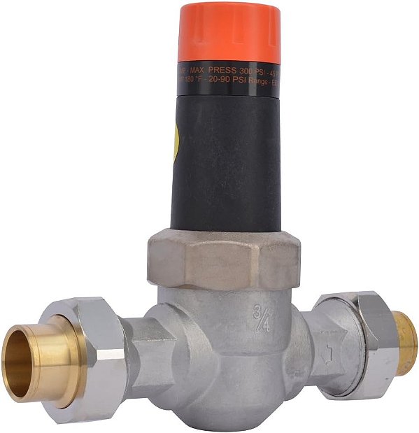 Válvula de controle de pressão de união dupla Cash Acme 3/4 polegadas  EB25 Sweat (PRV), 45 PSI, 23137-0045