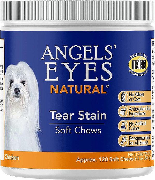 Mastigáveis ​​macios de prevenção de manchas de lágrimas naturais para cães | Sabor de frango | Para todas as raças | Sem trigo Sem milho | Suplemento diário | Fórmula exclusiva
