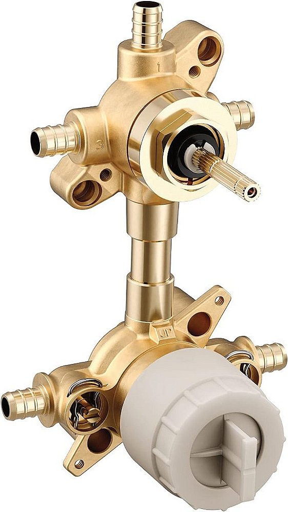 Válvula Misturadora Moen M-CORE 3-Series com Válvula de Transferência Integrada de 2 ou 3 Funções com Conexões Crimp Ring PEX e Paradas, U232XS.