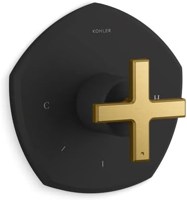 KOHLER T27040-3-BMB Ocasional MasterShower Controle de Temperatura da Válvula com Acabamento de Manípulo Cruzado Único, Preto Fosco com Latão Moderno.
