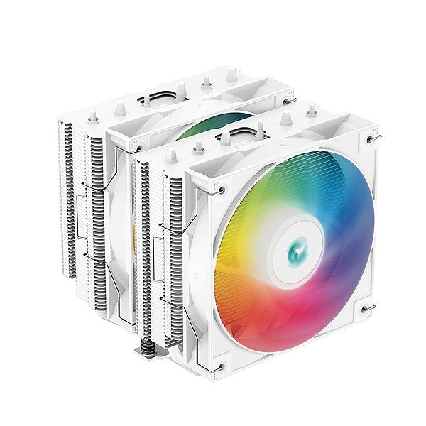 Refrigerador de CPU DeepCool AG620 WH ARGB Dual-Tower, 2X Ventilador de 120mm, Seis Tubos de Calor de Cobre, Suporte Intel/AMD