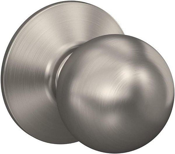 Maçaneta da porta Orbit Schlage F10 ORB 619, fechadura de passagem para hall e closet, níquel acetinado