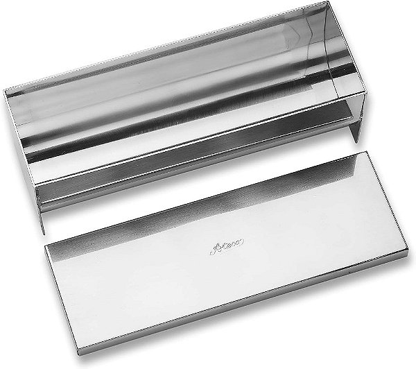 Molde para Terrine de Aço Inoxidável Ateco com Tampa, Fundo Redondo, 9 por 2,25 Polegadas, Prateado