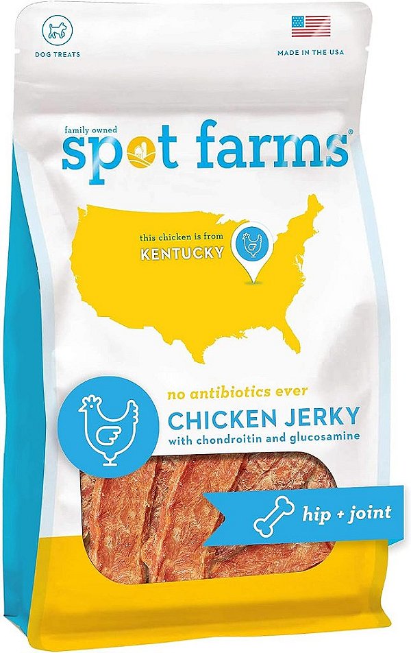 Petiscos de Frango Jerky Spot Farms Saudável e Natural de Qualidade Humana para Cães, para Quadril e Articulações, 12 oz
