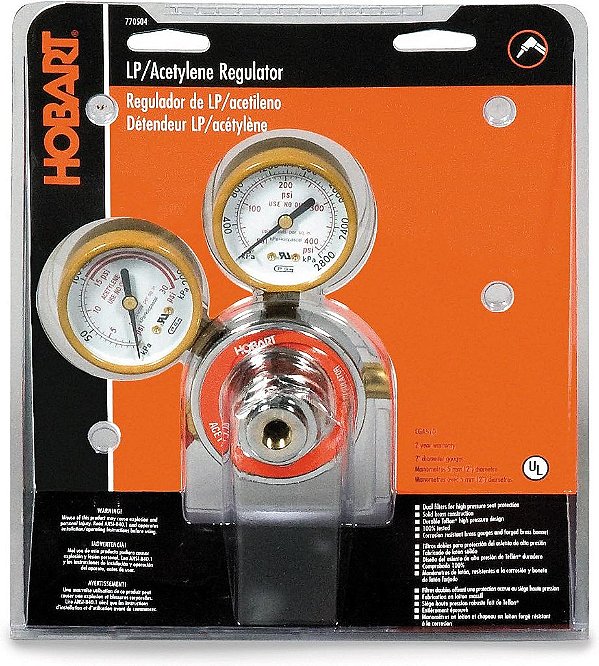 Regulador de acetileno e manômetros de médio porte Hobart 770504 CGA-510