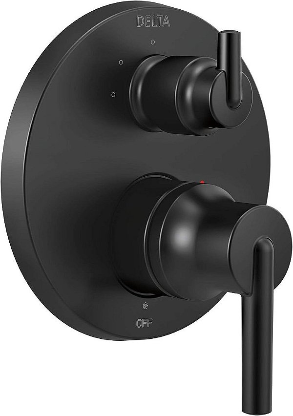 Torneira DELTA T24859-BL Contemporânea Série Monitor 14 com Válvula Integrada de Chuveiro com 3 Configurações e Desviador, Preto Fosco