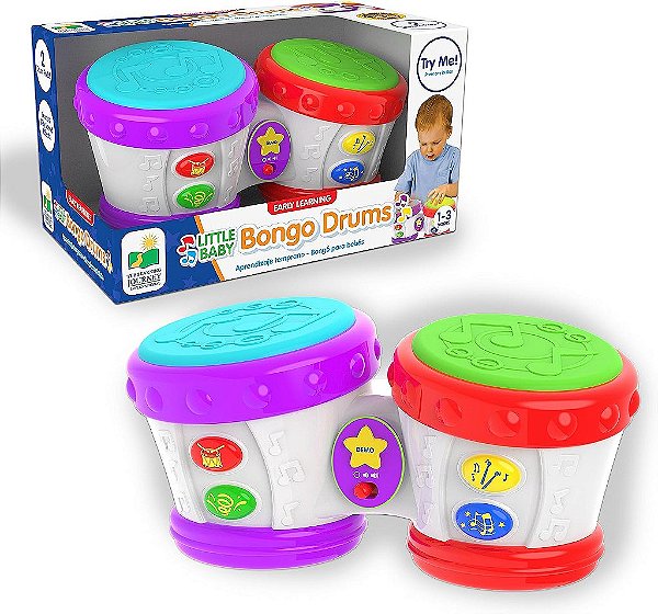 A Jornada do Aprendizado Inicial - Pequenos Tambores de Bebê Bongo - Brinquedos Eletrônicos Musicais para Crianças e Presentes para Meninos e Meninas de 12 Meses em Diante - Brinquedo de