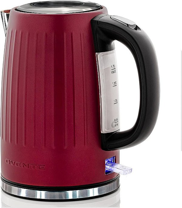 Chaleira Elétrica de Aço Inoxidável OVENTE - Fervedor de Água Quente 1.7 Litros - Potente 1750W Livre de BPA com Desligamento Automático e Proteção Contra Fervura a Seco