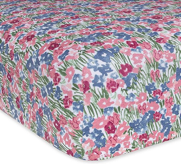 Fronha de berço ajustável Burt's Bees Baby, para meninas e unissex, em algodão orgânico 100%, Flower Fields, 28 x 52 x 6