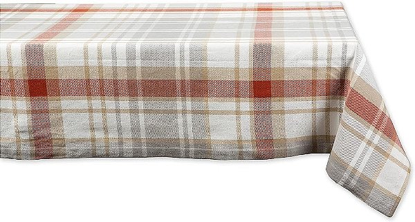 Coleção de Outono Agradecido da DII Decoração de Mesa de Outono, Toalha de Mesa Retangular, 60x84, Xadrez Aconchegante de Piquenique