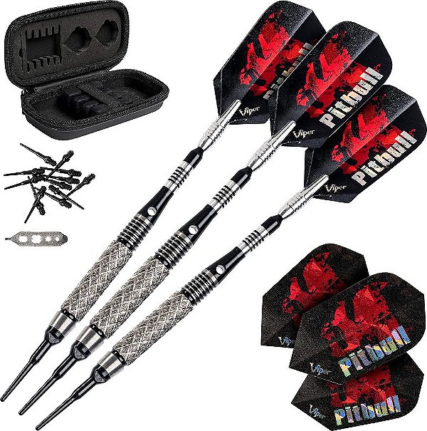 Dardos de Ponta Macia Viper Pitbull 90% Tungstênio com Estojo para Armazenamento/Viagem, 18 Gramas