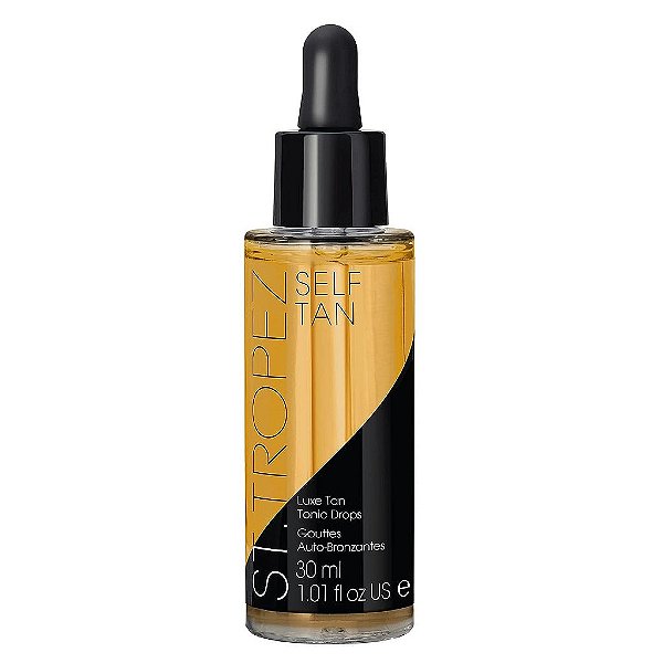 Gotas de Brilho Tônico Autobronzeador para o Rosto ST TROPEZ Luxe Tan, 5-em-1, com Niacinamida, Ácido Hialurônico, Vitamina C & E, Vegano, Natural & Liv