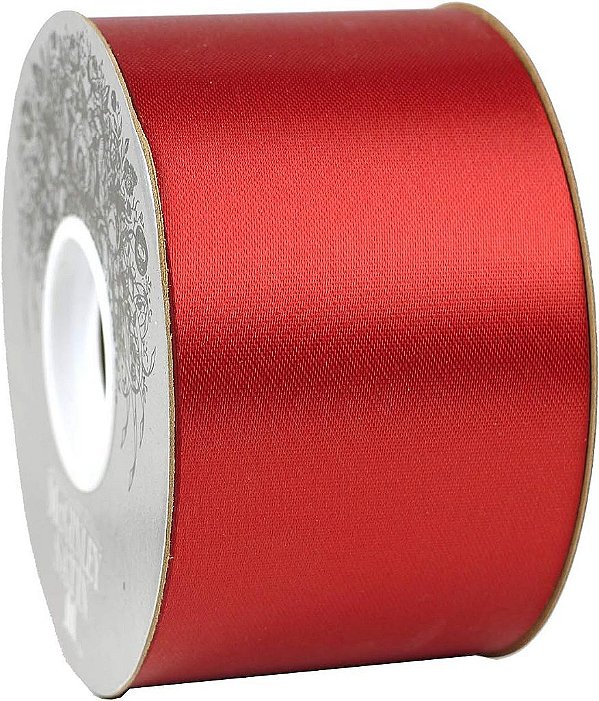 Fita de Cetim de Acetato McGinley Mills 2,5 W, Vermelha, Rolo de 50 Jardas.