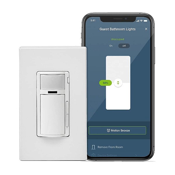 Interruptor de Dimmer Sensor de Movimento Inteligente Leviton Decora, Wi-Fi 2ª Geração, Fio Neutro Necessário, Funciona com My Leviton, Alexa, Google Assistant, Apple Home/Siri e com Fio ou Sem Fio 3