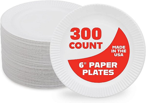 Pratos de Papel Hygloss - Prato branco sem revestimento - Use para utensílios de comida, eventos, atividades, projetos de artesanato e muito mais - Ecologicamente amigável - Reciclável e descartável - 6 pole