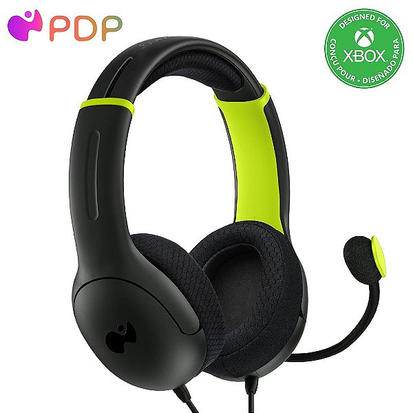 Fone de ouvido PDP Gaming AIRLITE Xbox com Microfone, Série XS/Xbox One/Windows PC, Fones de ouvido estéreo com fio leves, Microfone com cancelamento de ruído - Preto Elétrico (Apenas