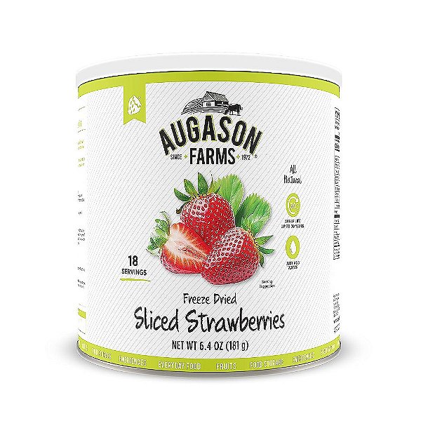 Fazendas Augason Morangos em Fatias Liofilizados 6.4 oz