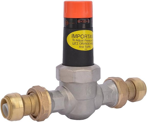 Válvula de Regulação de Pressão de Dupla União SharkBite 3/4 Polegadas EB45, Conexão por Pressão para Tubulações de Latão, Tubo PEX, Cobre, CPVC, PE-RT, HDPE,