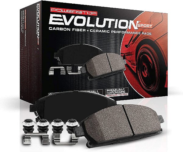 Pastilhas de freio traseiras Z23-692A Power Stop Z23 Evolution Sport com Fibra de Carbono Infundida de Cerâmica e Hardware