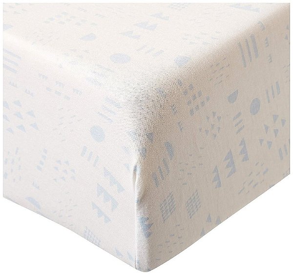 Lençóis de berço ajustados HonestBaby para colchão padrão para berço, mini estampas 100% algodão orgânico para bebês meninos, meninas e unissex (LEGACY), padrão Play Branco/Azul Claro