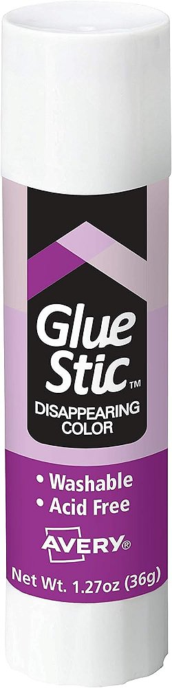 Bastões de Cola Avery Cor Roxa que Desaparece, 1.27 oz, Lavável, Não Tóxico, Cola Permanente, 12 Bastões de Cola (00226)