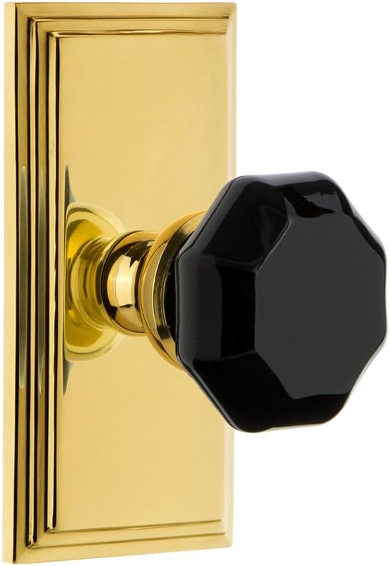 Chapa de passagem com maçaneta Lyon, tamanho 2.75, latão polido da Grandeur Hardware 850327