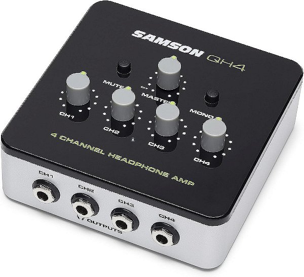 Samson QH4 Amplificador de fone de ouvido de estúdio de 4 canais, preto/prata