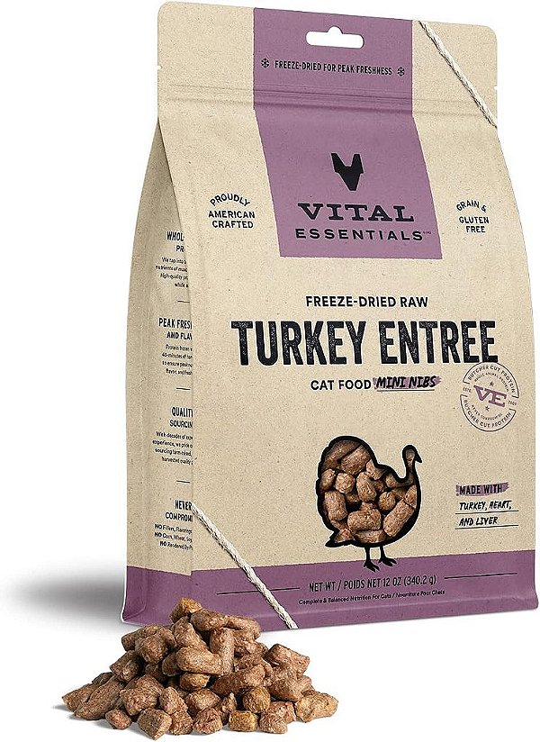 Vital Essentials Alimento para Gatos Cru Desidratado em Mini Cubos de Peru, 12 oz