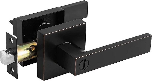 Maçanetas de porta interna de privacidade de bronze oleado em óleo, em embalagem única, compatíveis com portas à direita e à esquerda, fechadura sem chave e fechadura de privacidade para quarto e ban