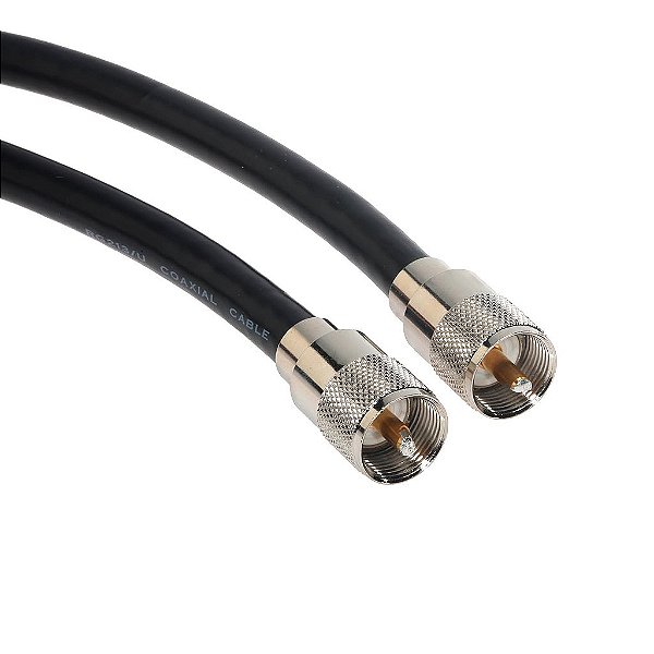 Cabo Coaxial Amphenol CO-213UHFMX20-050 RG213 UHF PL-259 Preto, 50 Ohm, Macho para Macho, 50'