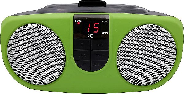 Sylvania SRCD243 Reprodutor de CD Portátil com Rádio AM/FM, Boombox(Verde)