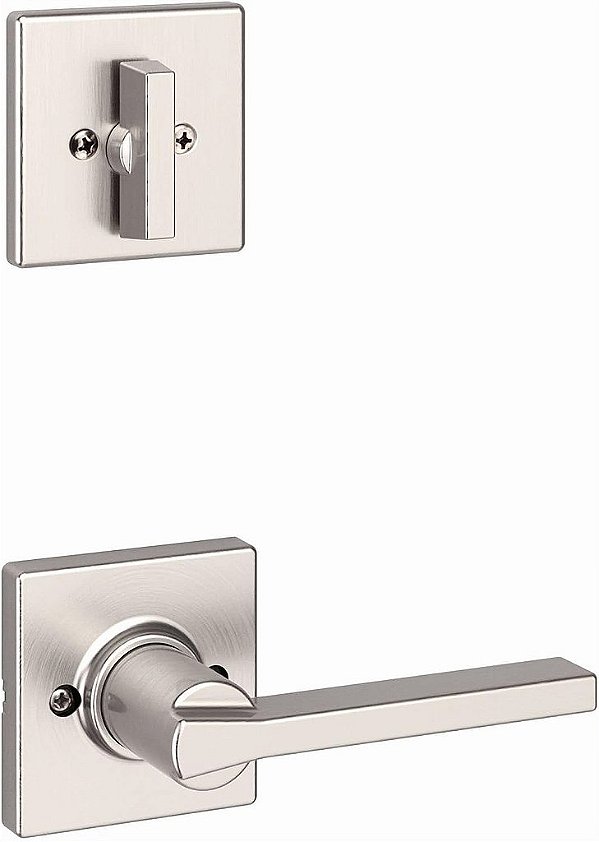 Kwikset 604CSLSQT-15 Casey Maçaneta Interna para Fechadura Única com Acabamento em Níquel Acetinado Rose Quadrado.
